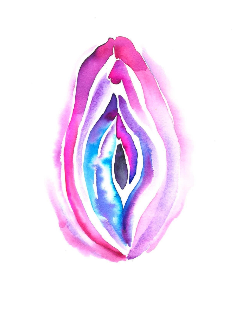 A yoni watercolor painting symbolizing the creative power of vaginas